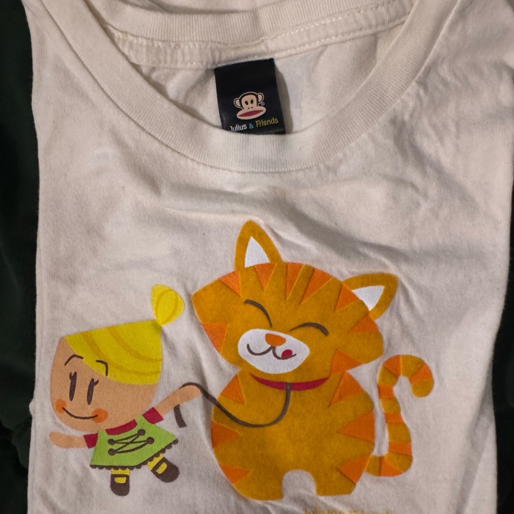 Paul Frank White Tee with Orange Cat and Yellow Character Graphic - Picture 3 of 11